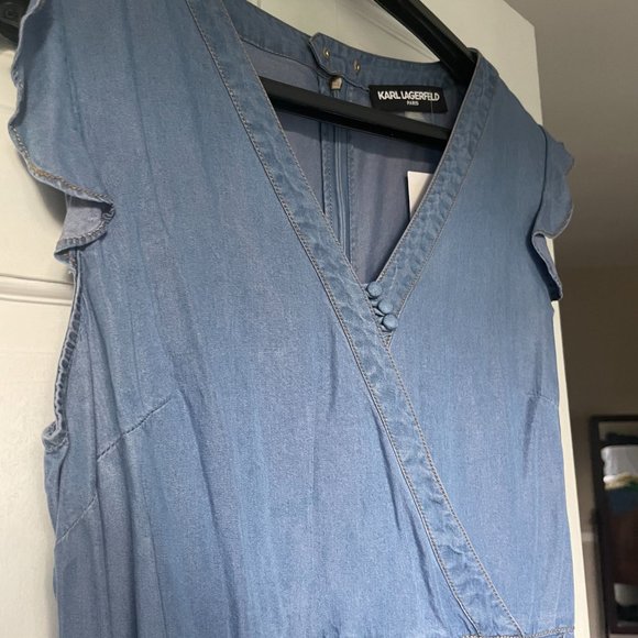 NWT Karl Lagerfeld Paris Denim Wrap Dress 12 - Picture 3 of 5